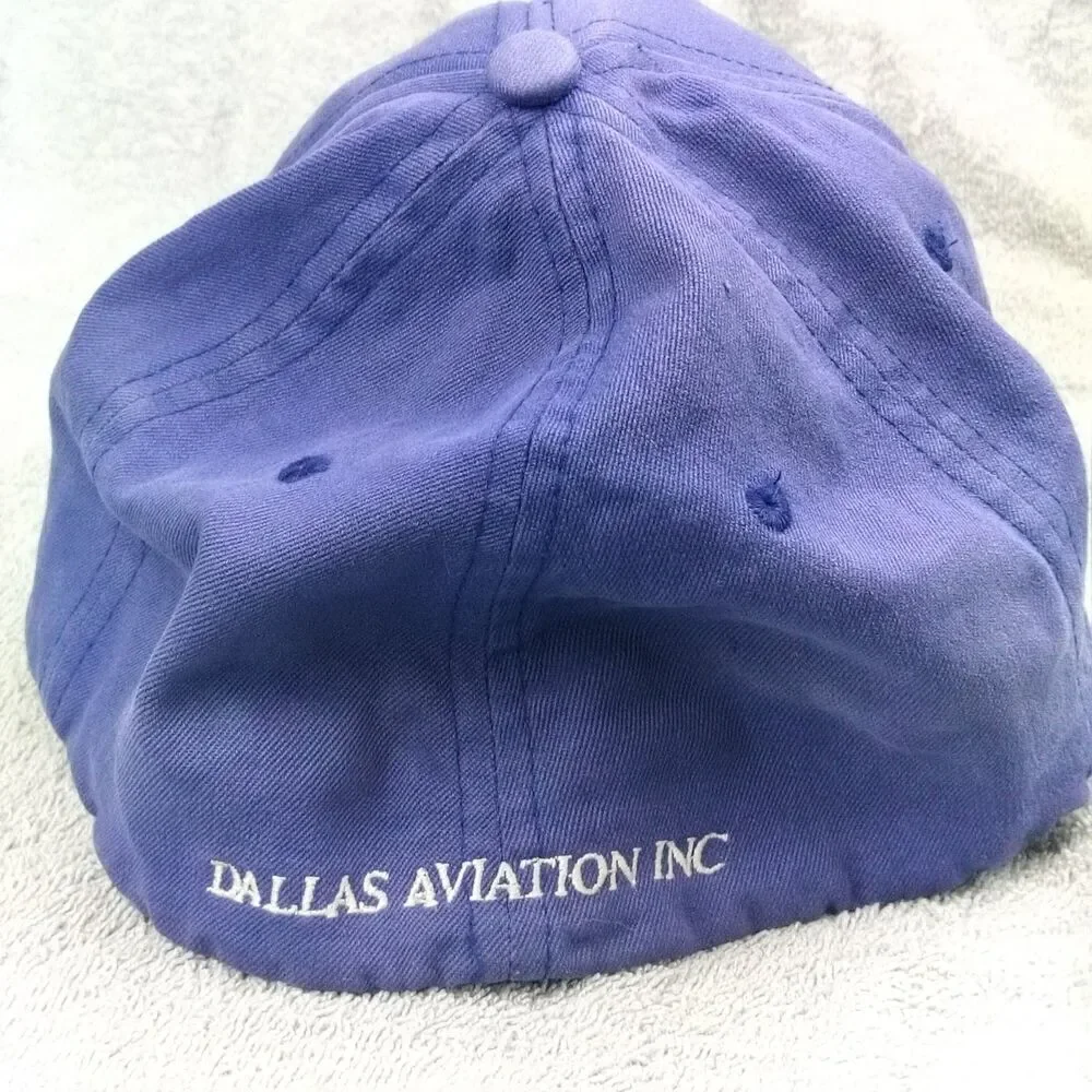 NU-FIT Hat Baseball Cap Men's S/M Blue Dallas Aviation Texas Helicopter